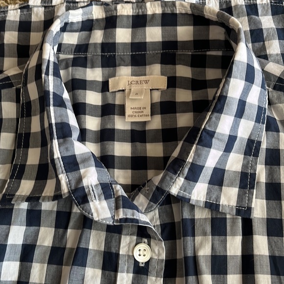 Navy and White Checked J Crew Blouse - Picture 4 of 5